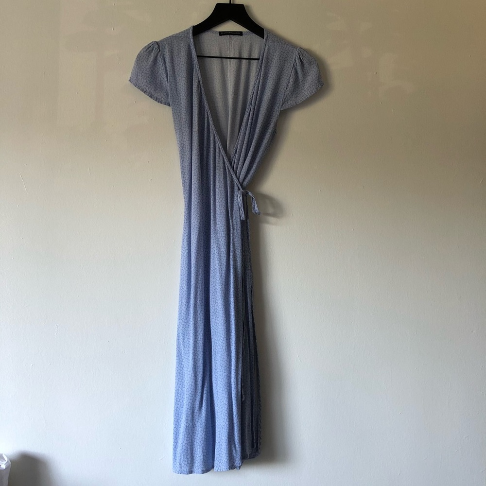 Brandy Melville Blue Floral Midi Wrap Dress